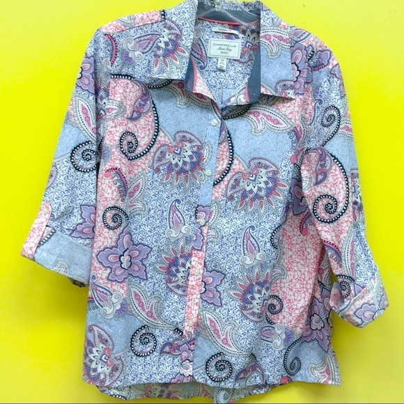 Charter Club Relaxed Fit Shirt Shop Paisley shirt pastel button down 16 - Picture 1 of 7